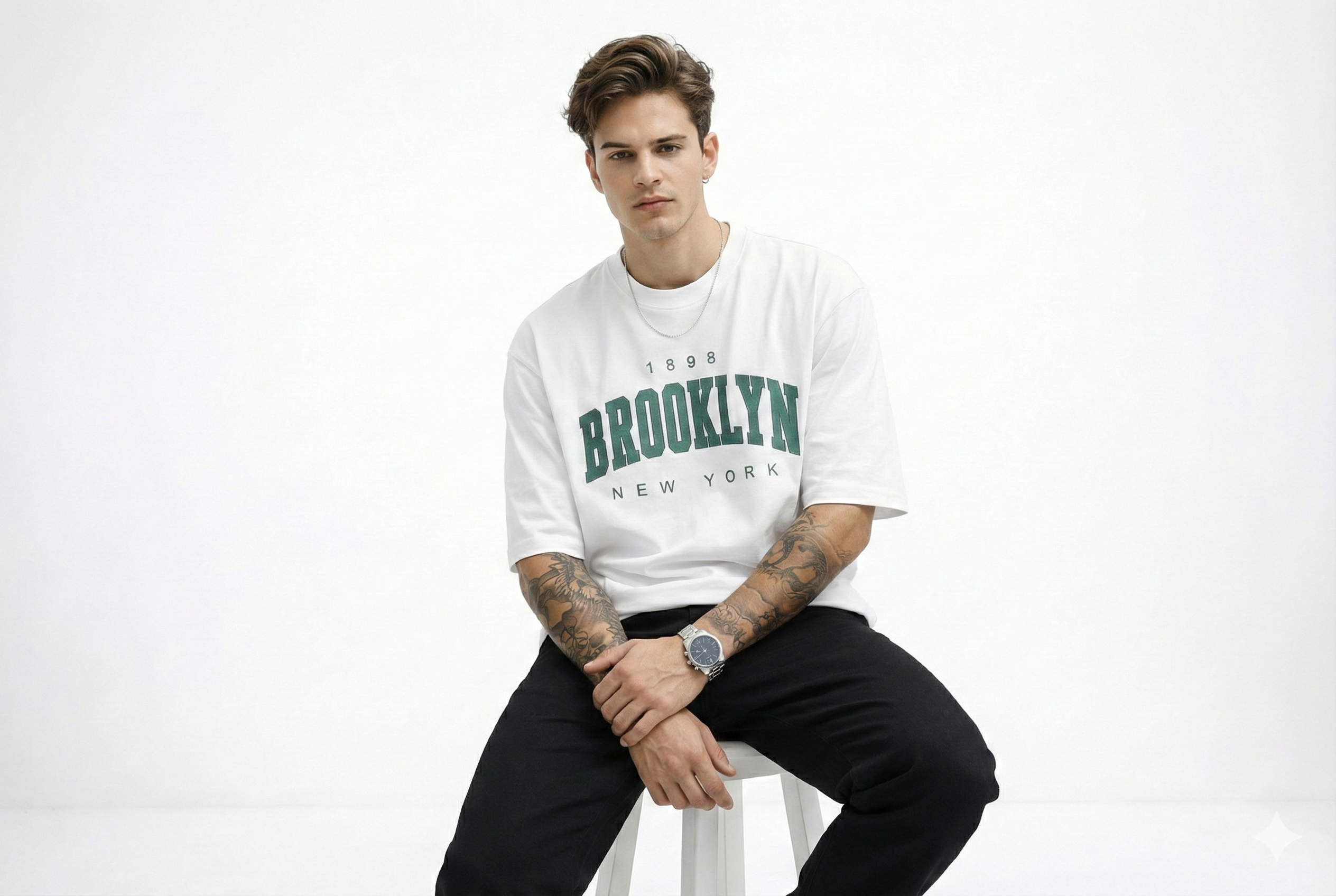 Men'S Printed Typography Round Neck OVERSIZED T-Shirt - FlexWear