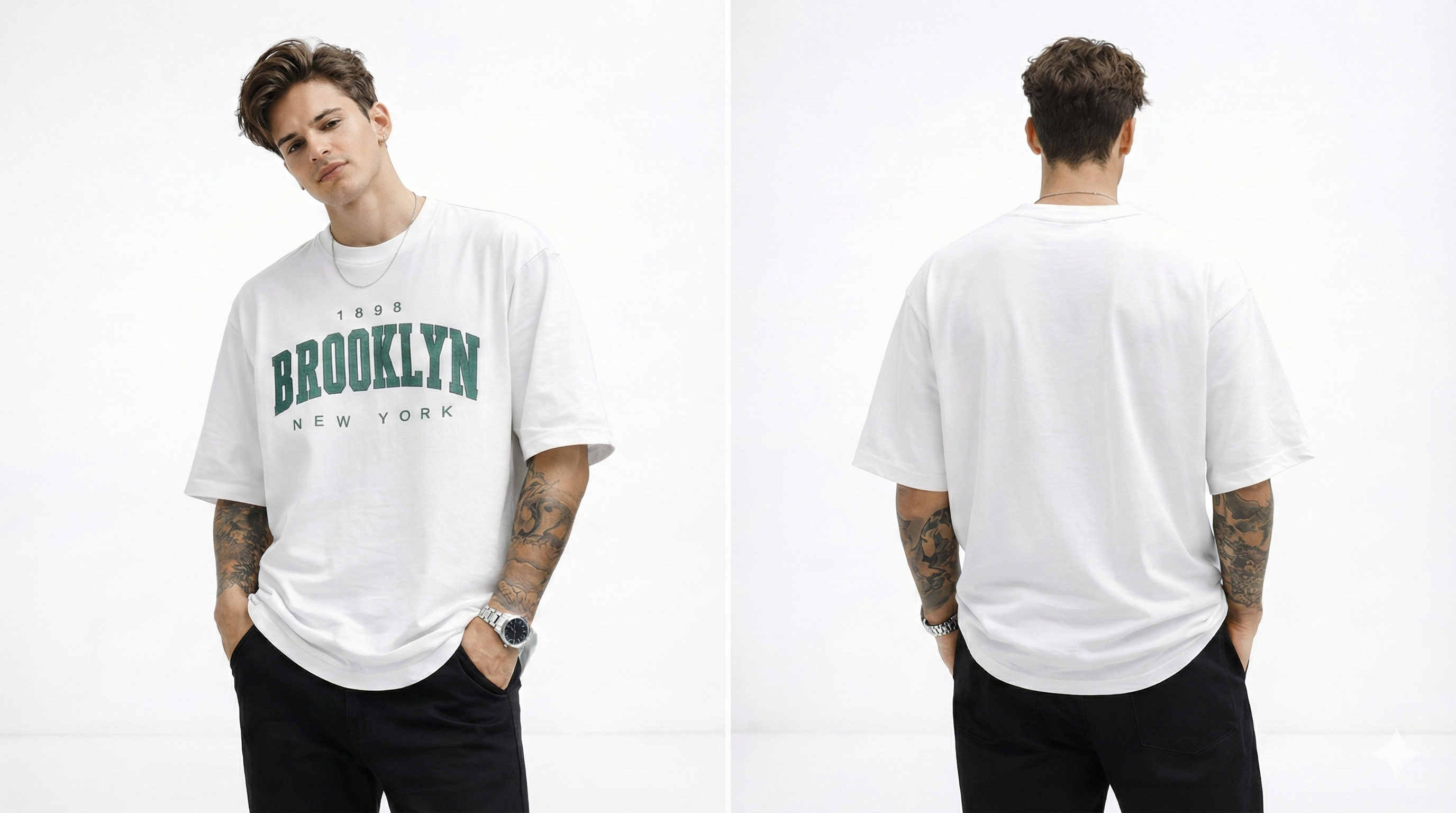 Men'S Printed Typography Round Neck OVERSIZED T-Shirt - FlexWear