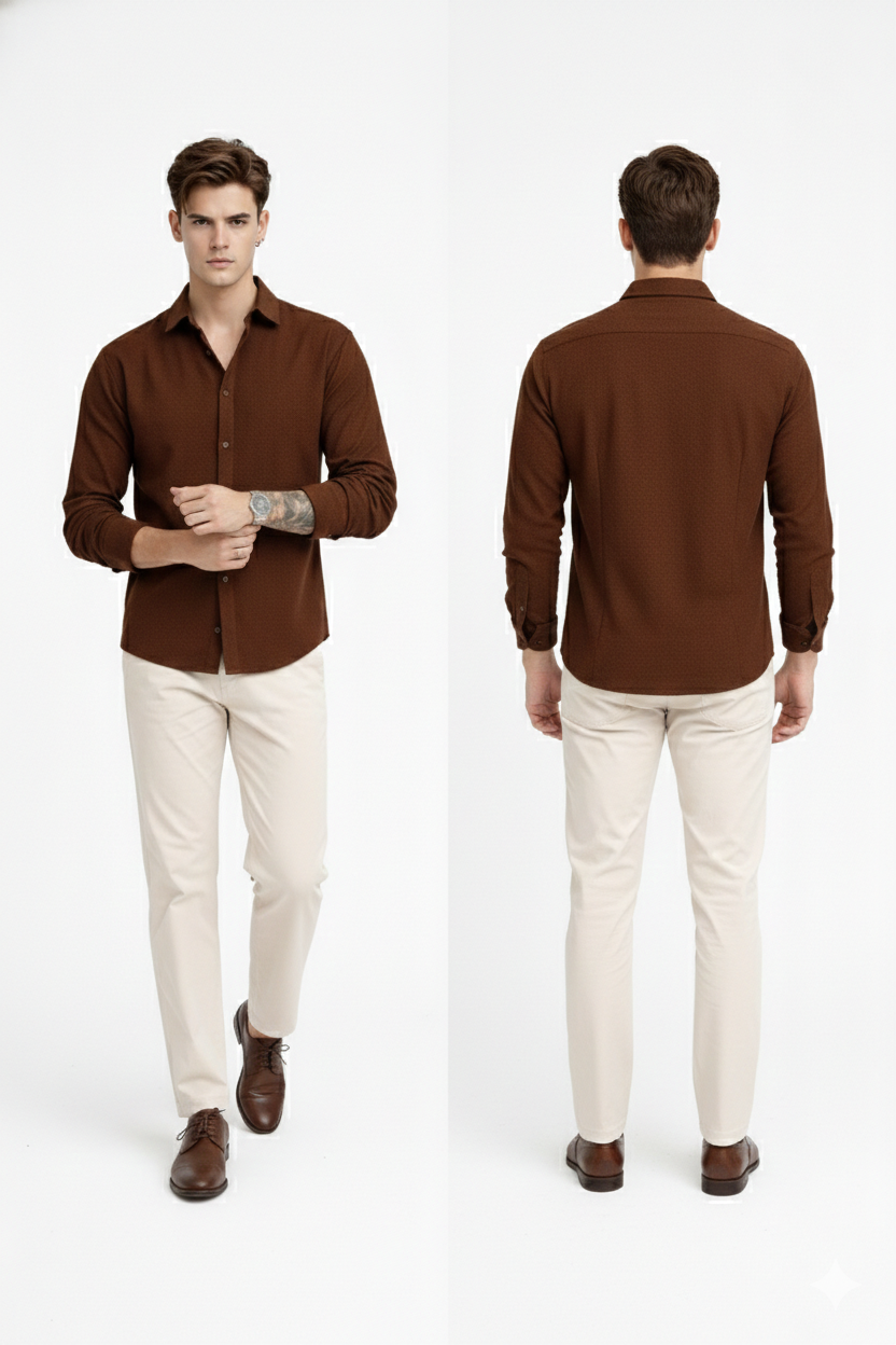 Men’s Luxury Brown Casual Wear Shirt