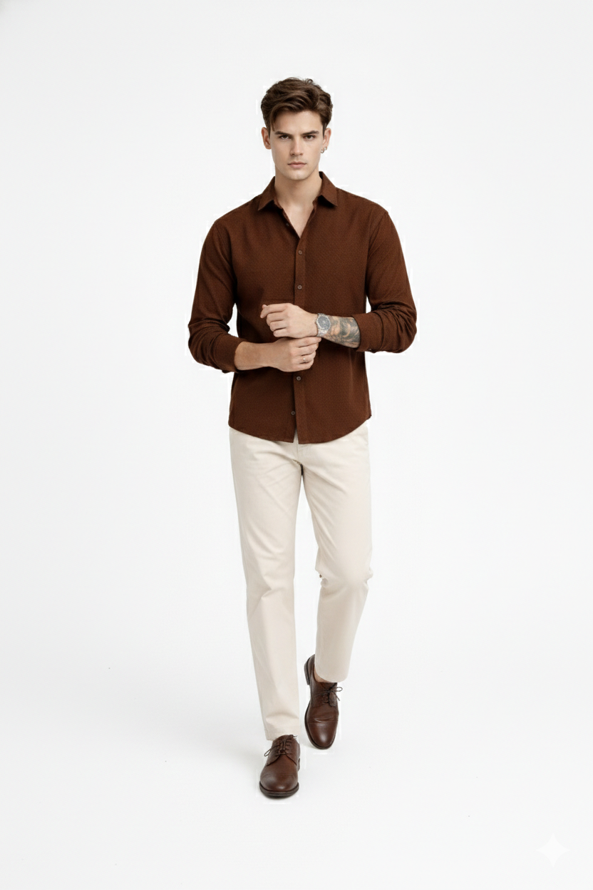 Men’s Luxury Brown Casual Wear Shirt