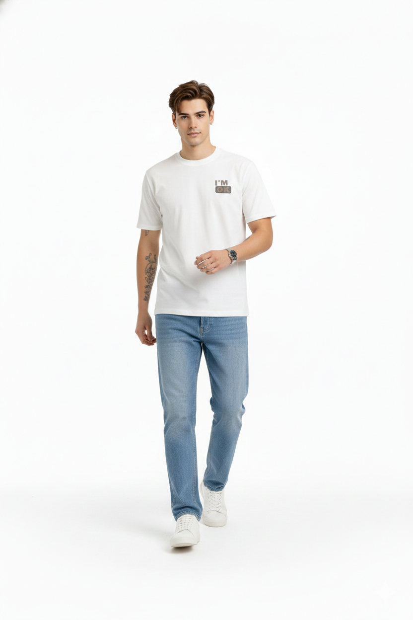 I’m OK Minimal Print White T-Shirt