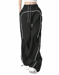 High-Contrast Wide-Leg Urban Trousers