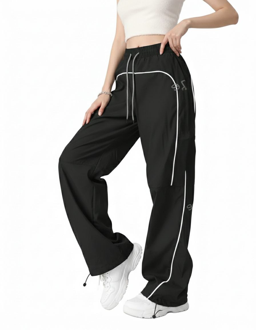 High-Contrast Wide-Leg Urban Trousers