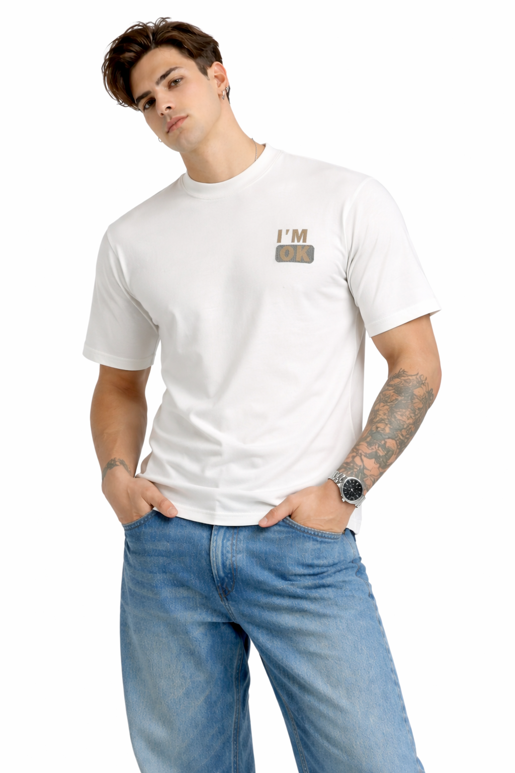 I’m OK Minimal Print White T-Shirt