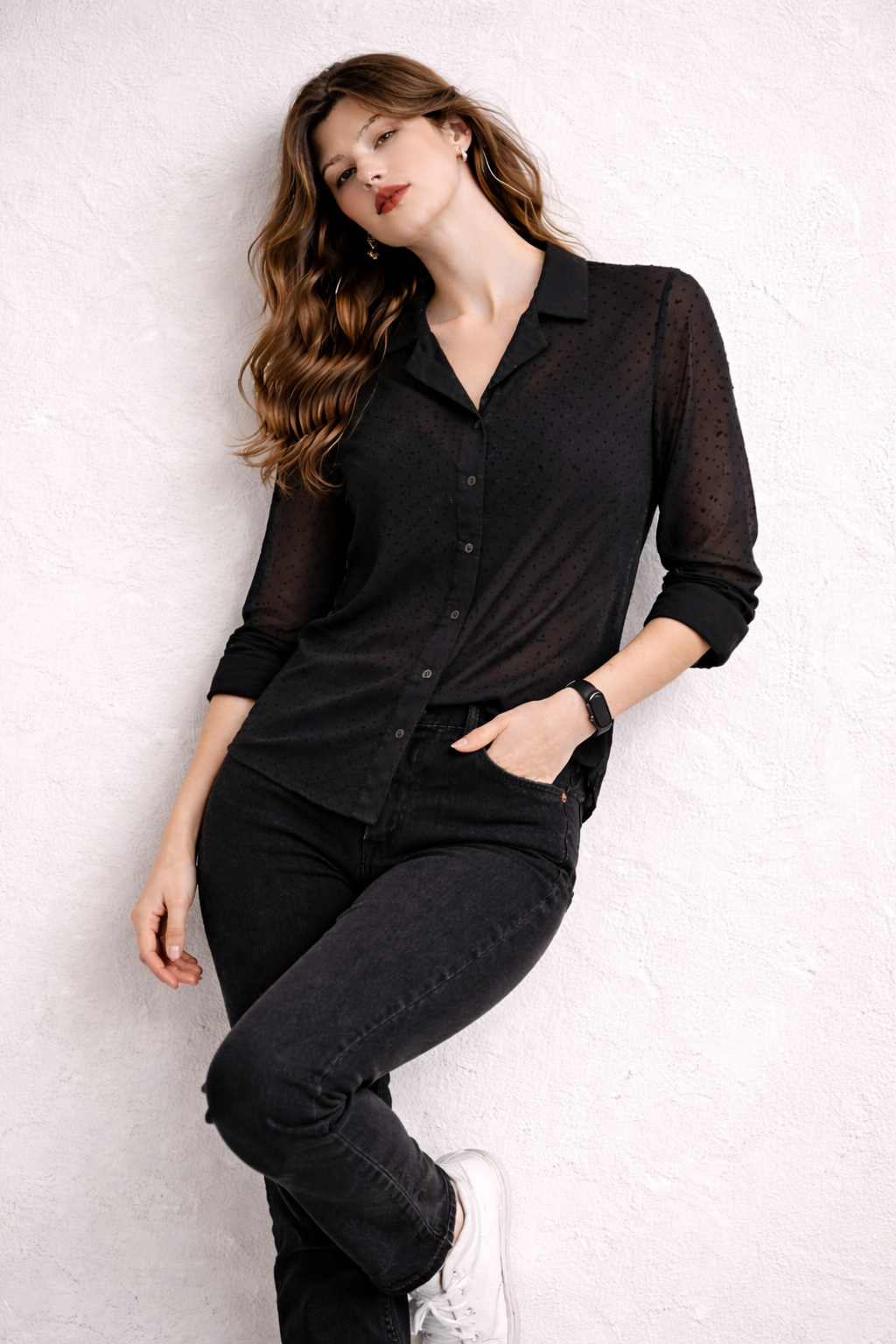 Elegant Butta Pattern Georgette Shirt for Women