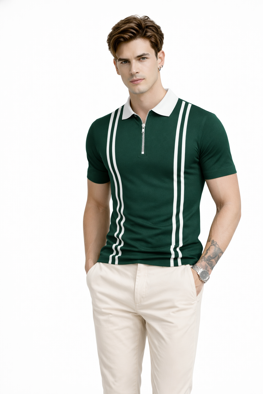 Urban Classic Green Stripe Polo Tee