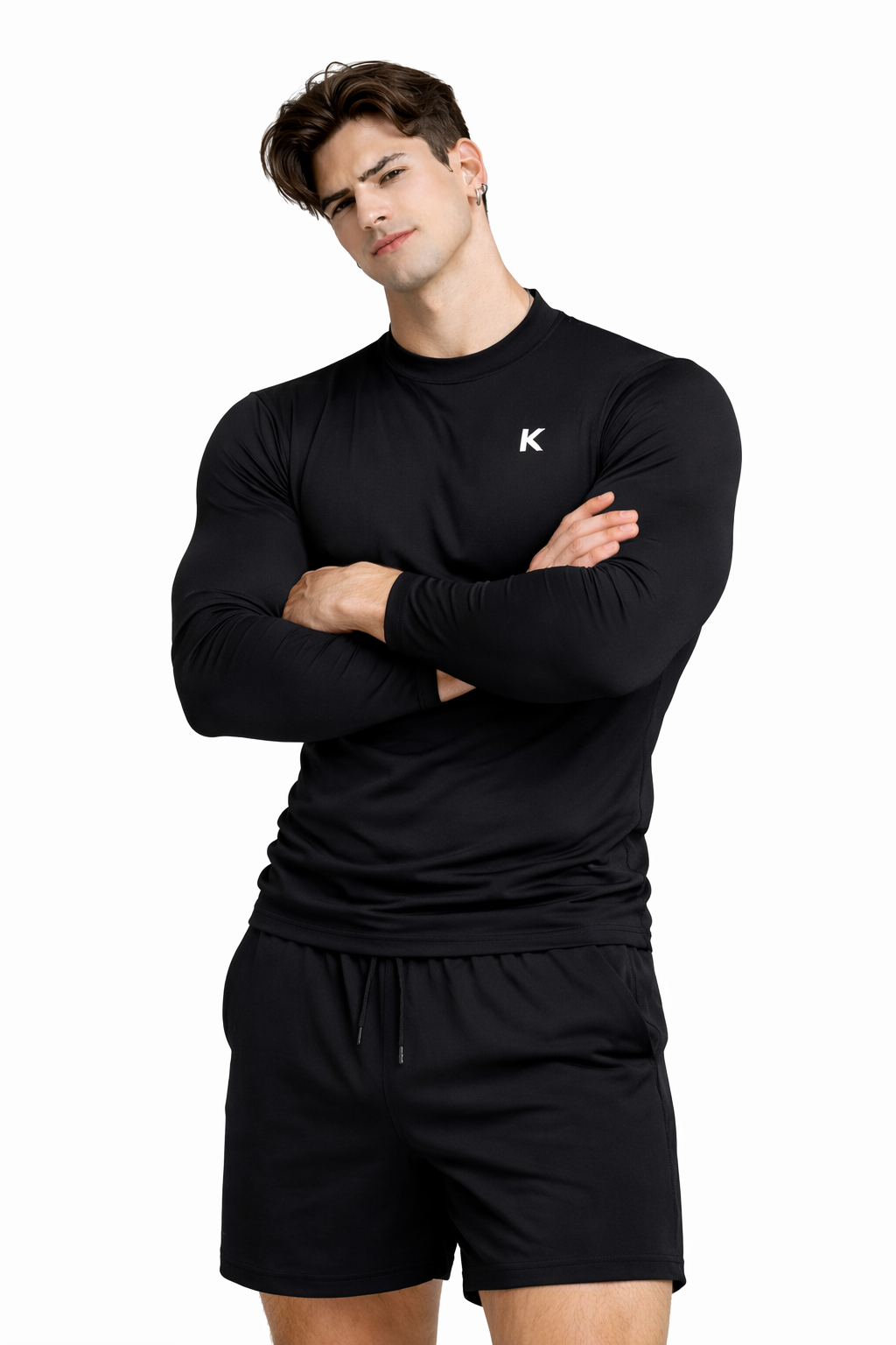 Men’s Solid Black Polyester Gym Wear T-Shirt