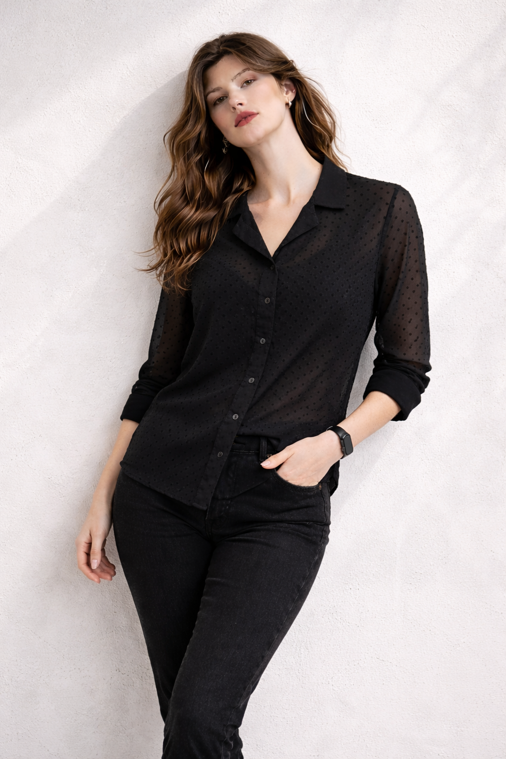 Elegant Butta Pattern Georgette Shirt for Women