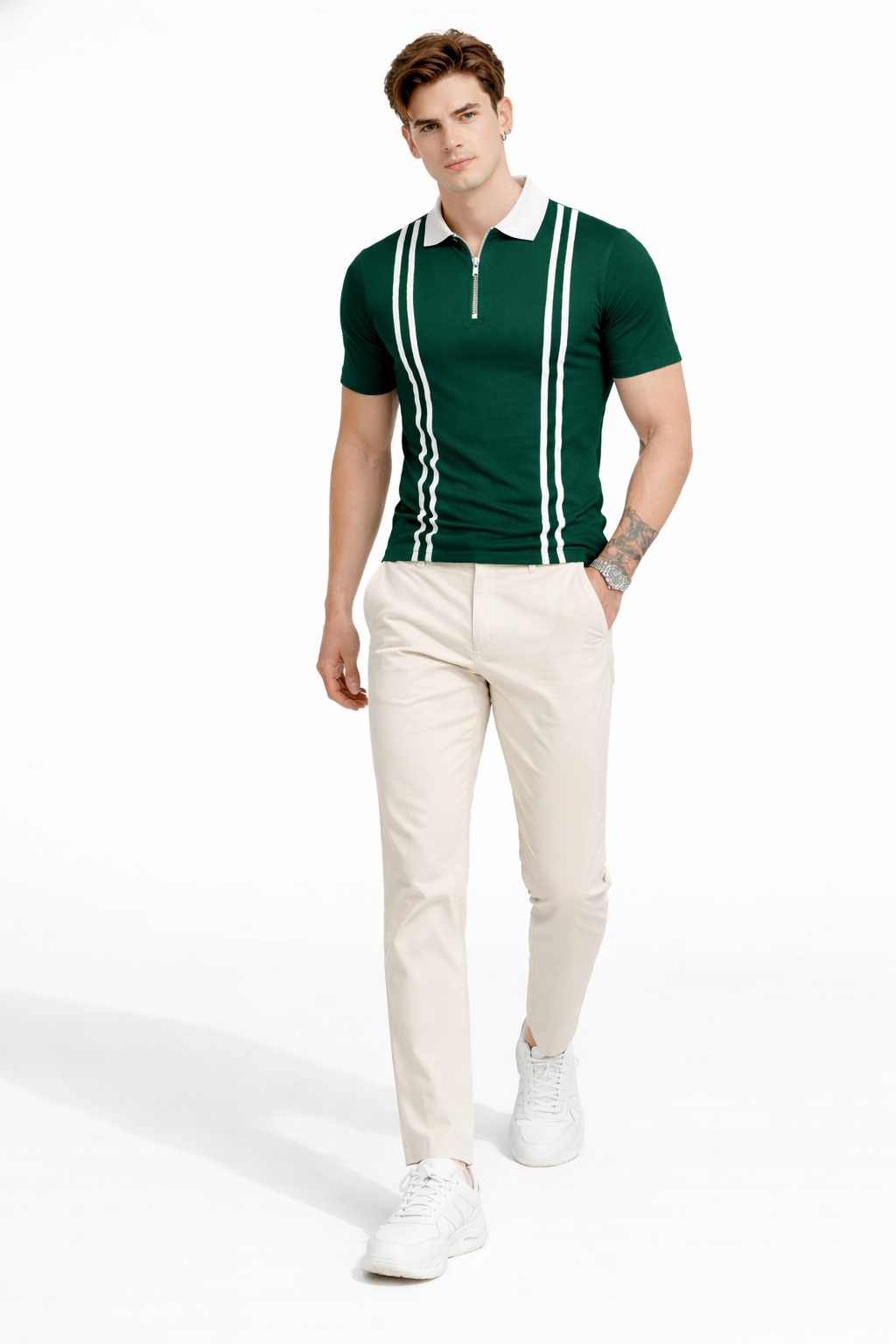 Urban Classic Green Stripe Polo Tee