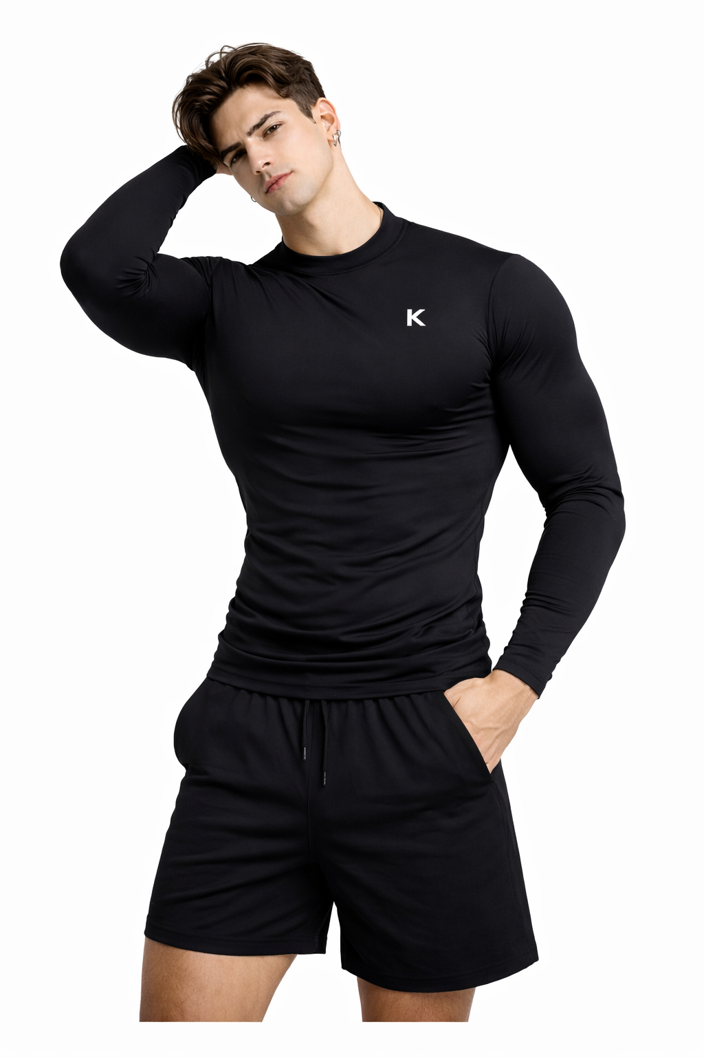 Men’s Solid Black Polyester Gym Wear T-Shirt