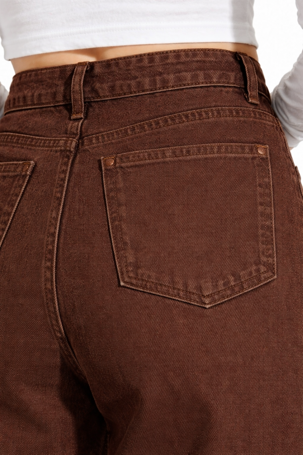 Premium High-Rise Wide-Leg Denim Jeans – Dark Brown