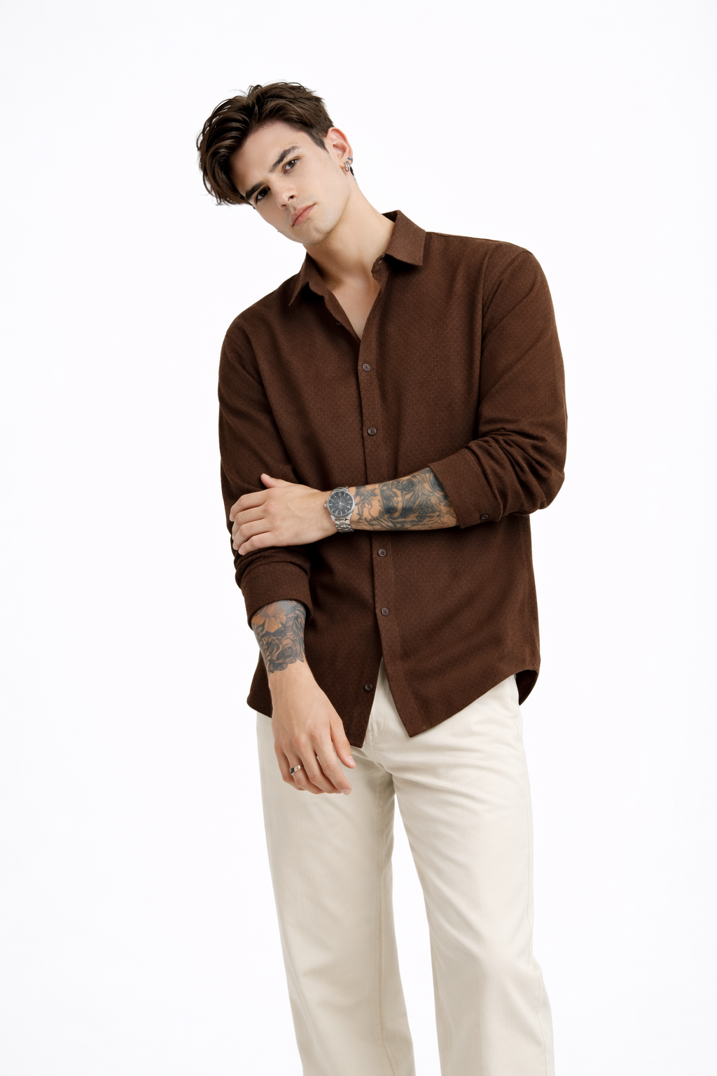 Men’s Luxury Brown Casual Wear Shirt