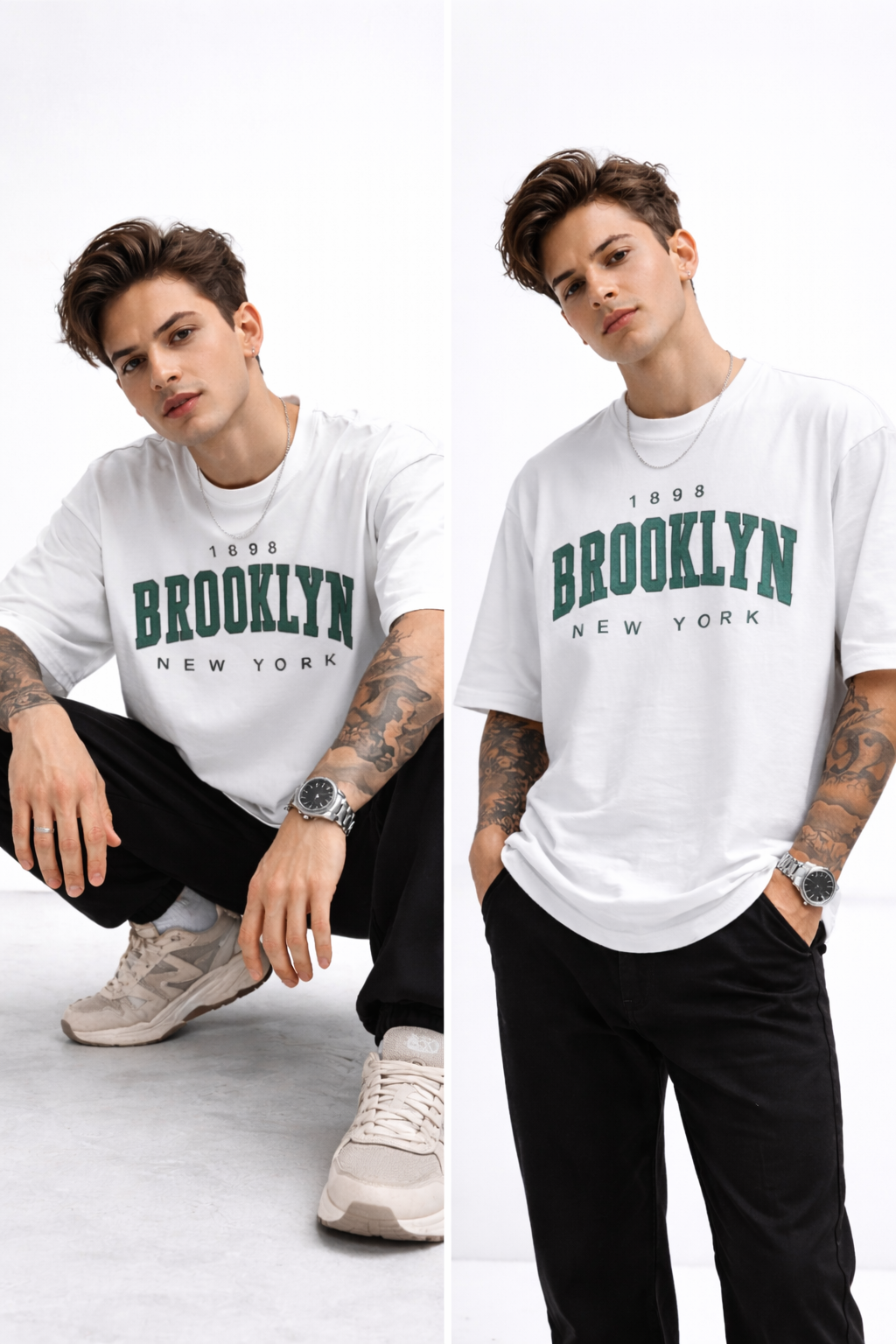 Men'S Printed Typography Round Neck OVERSIZED T-Shirt - FlexWear