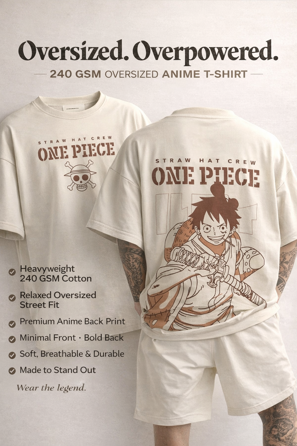 Oversized T shirts for Men back printed anime oversize back print tshirt - FlexWear