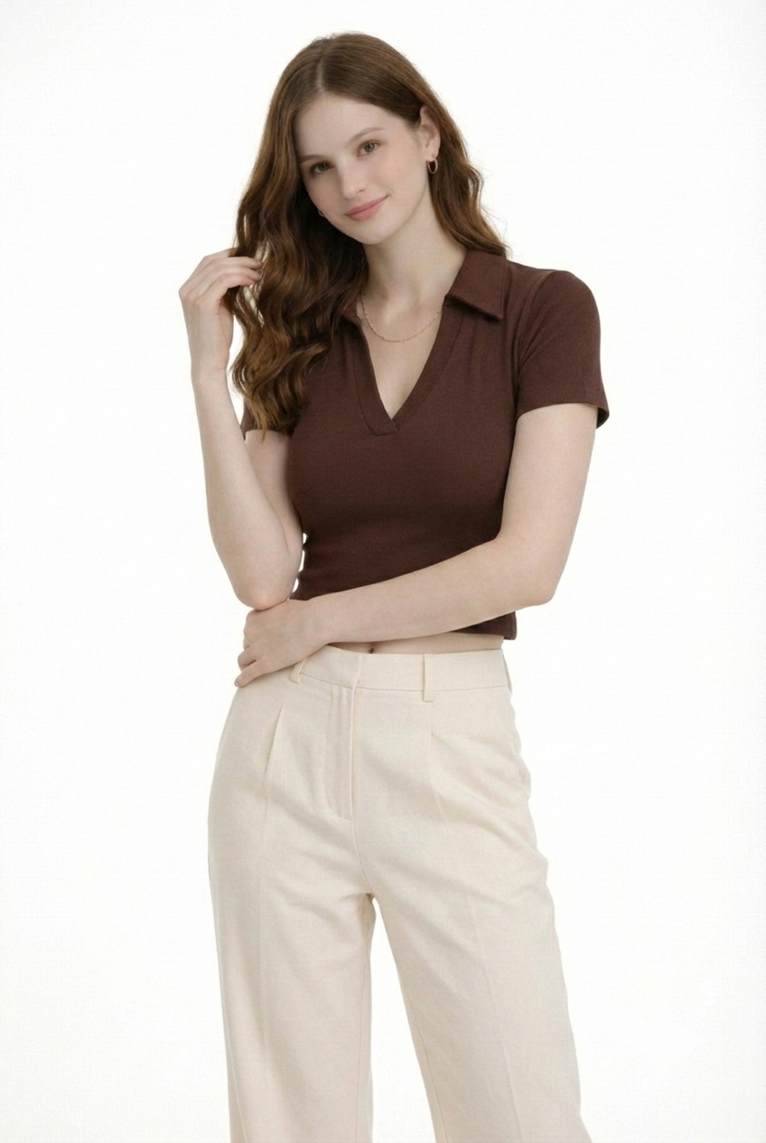 Soft Sculpt Ribbed Polo – Mocha Edition