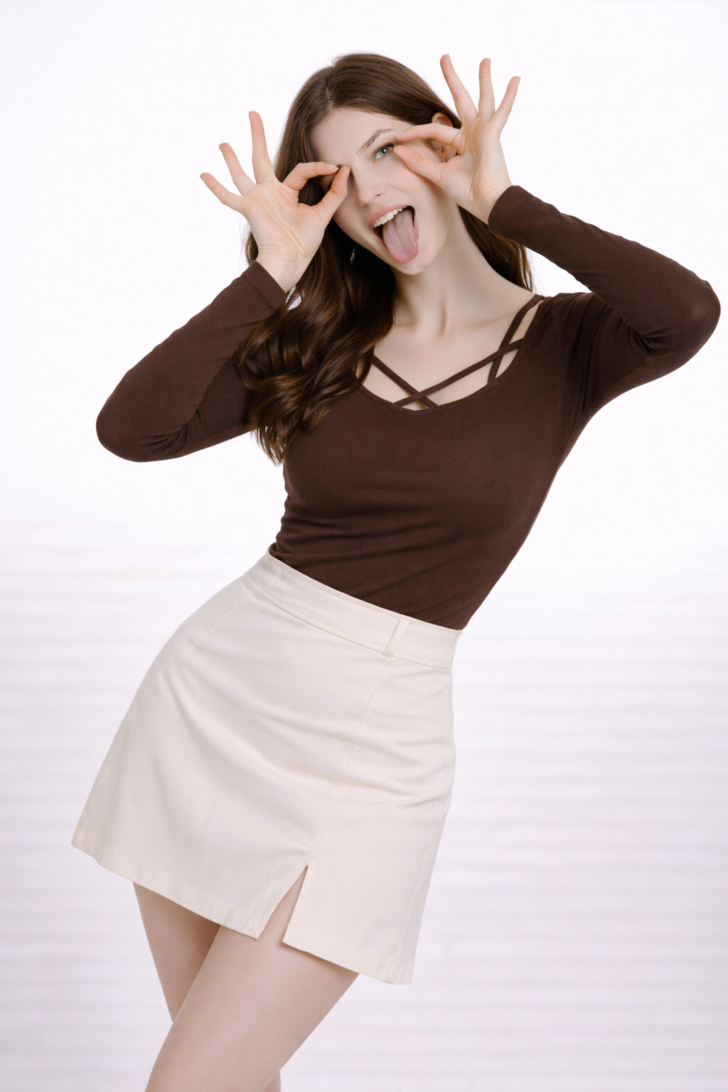 Classic Brown Strap Detail Top