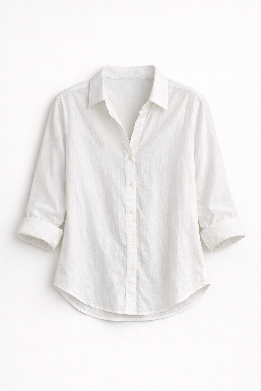 Women’s Solid White Crepe Shirt | Elegant Casual & Office Wear Button-Down Top