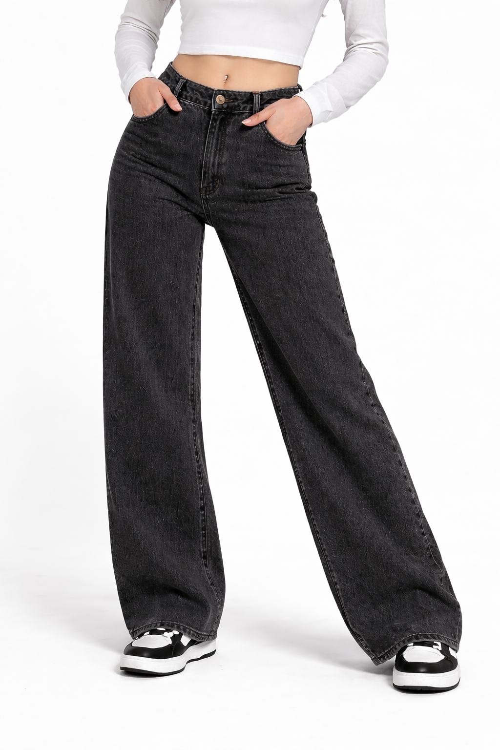 Black Wide-Leg Jeans for Women – High Waist Loose Fit Denim