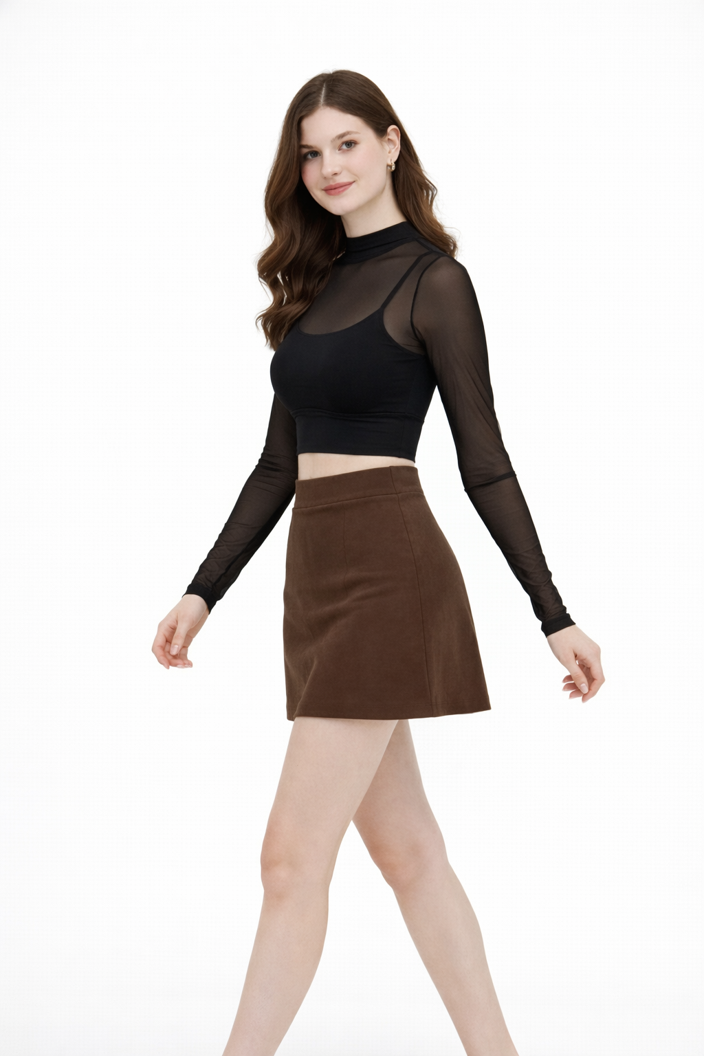 Women’s Black Sheer Mesh Crop Top