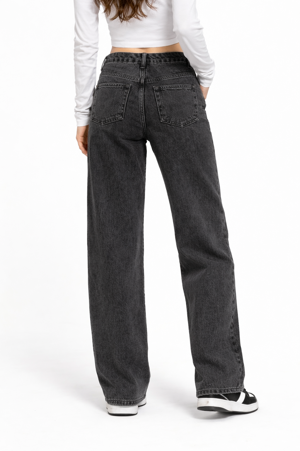 Black Wide-Leg Jeans for Women – High Waist Loose Fit Denim