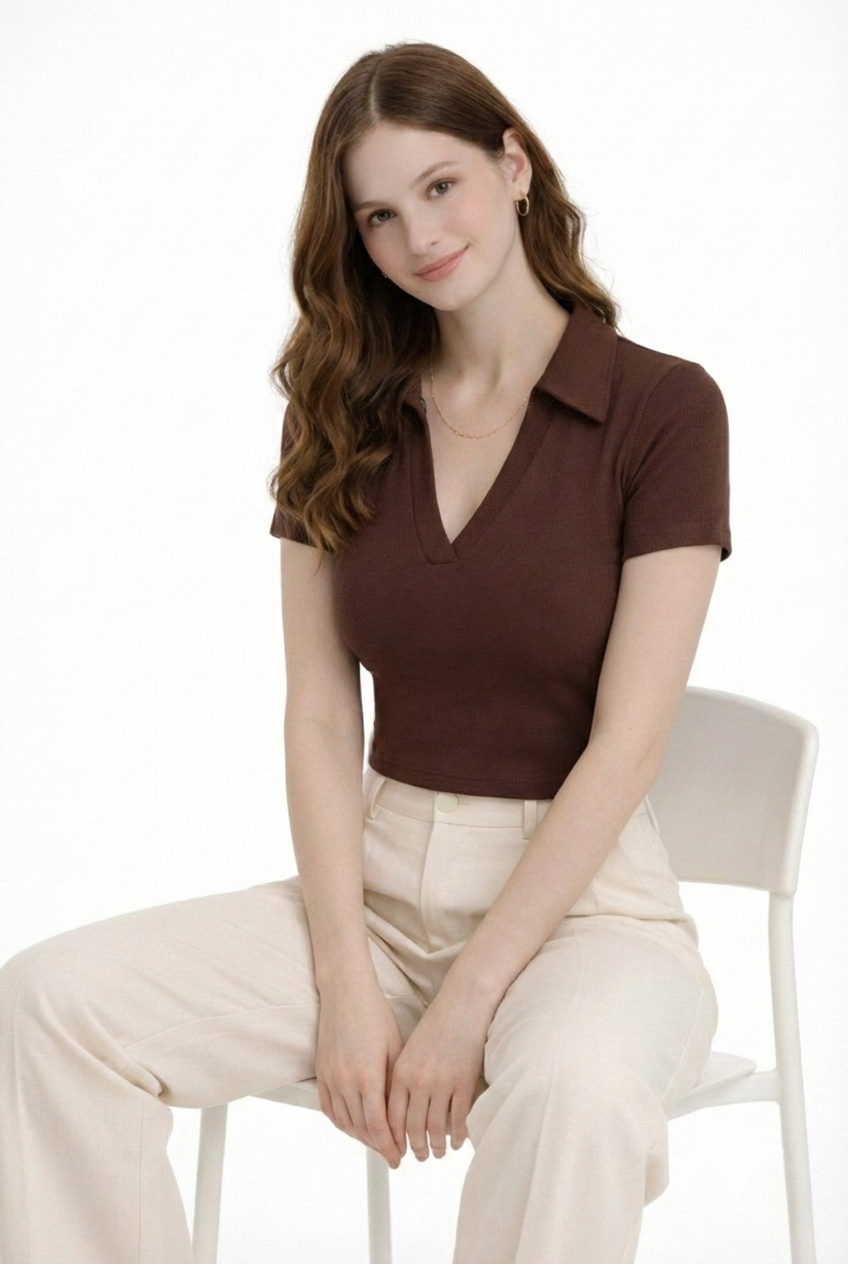 Soft Sculpt Ribbed Polo – Mocha Edition