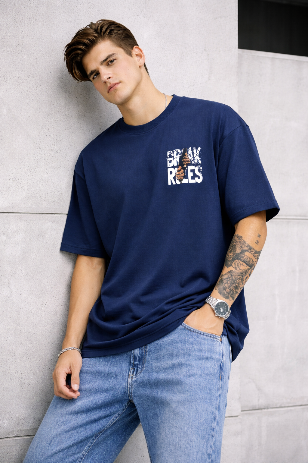 Rebel Street Graphic Navy T-Shirt