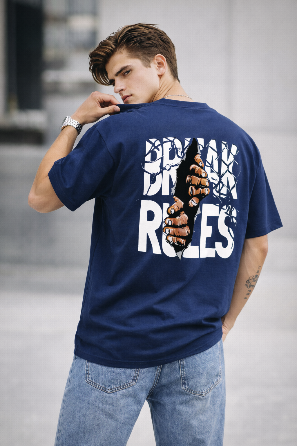 Rebel Street Graphic Navy T-Shirt