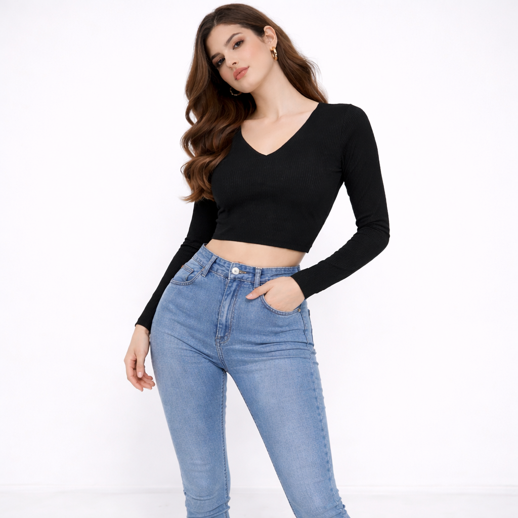 Midnight Muse Ribbed Top