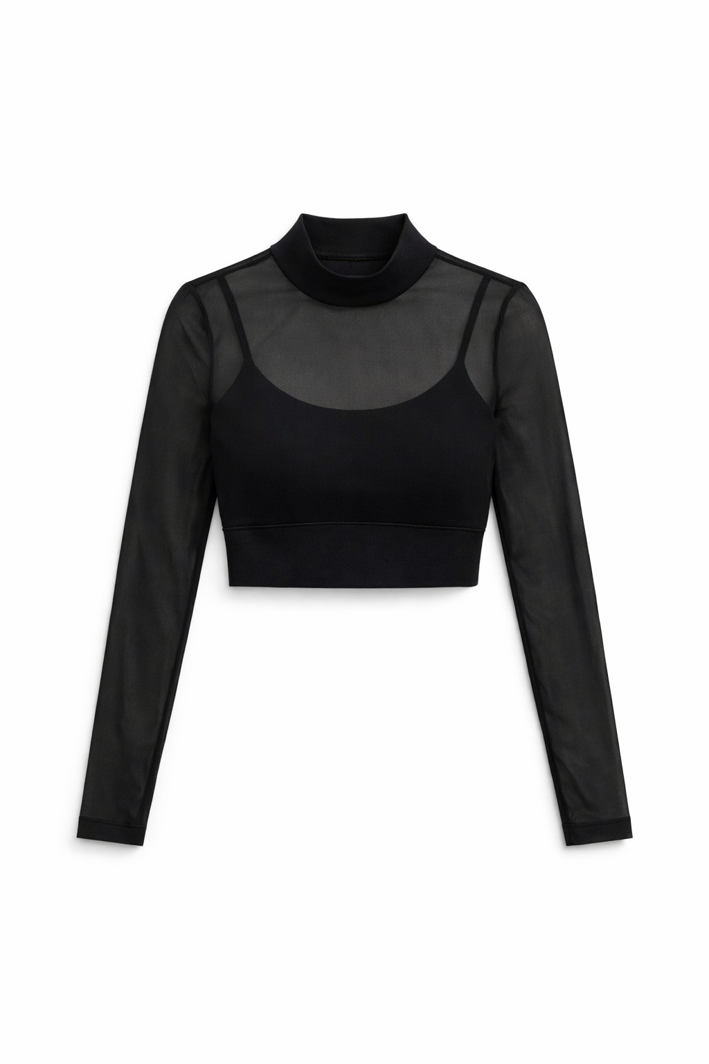 Women’s Black Sheer Mesh Crop Top