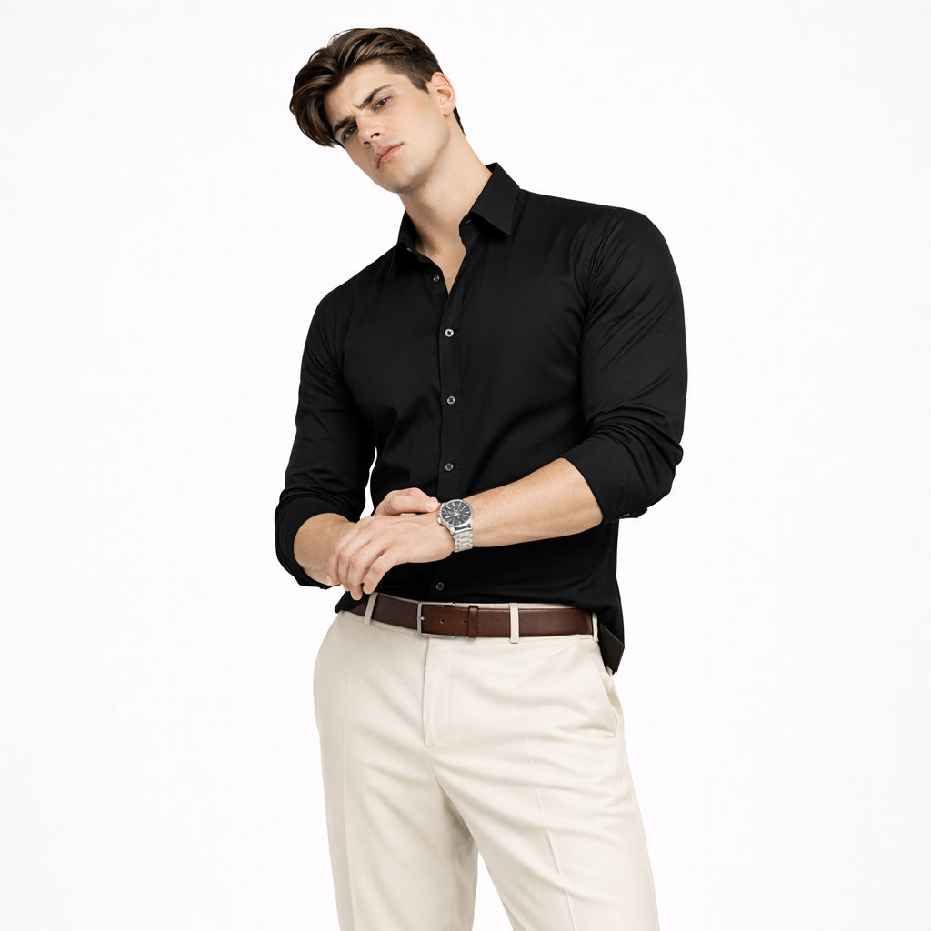 Signature Solid Black Full Sleeve Shirt
