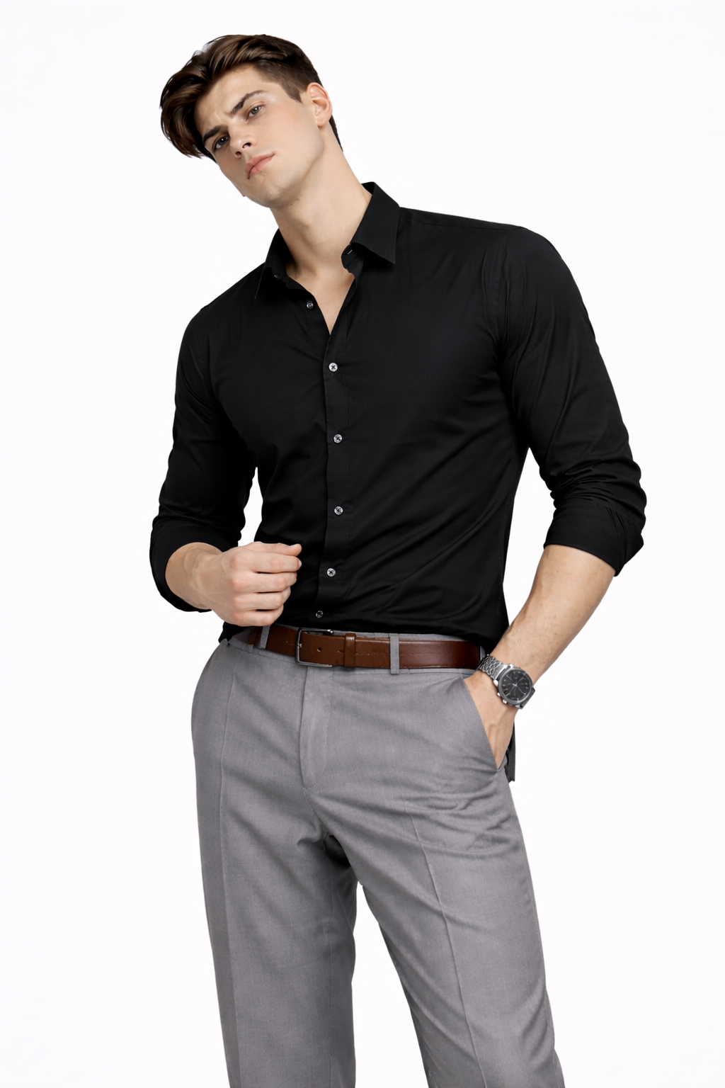 Signature Solid Black Full Sleeve Shirt