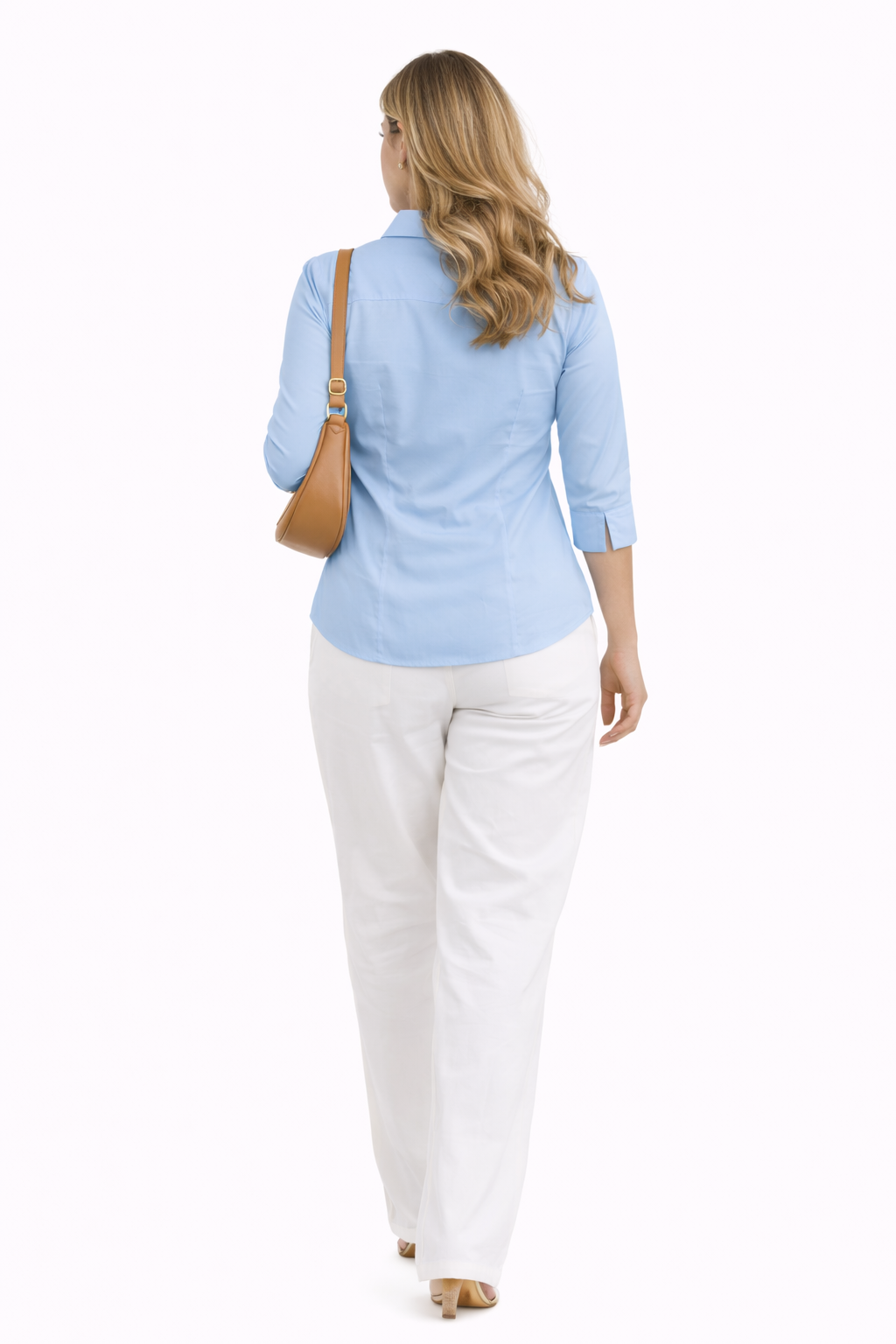 Women’s Light Blue Formal Button-Down Shirt | Slim Fit Office Wear Shirt