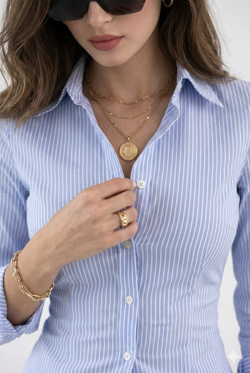 Women’s Blue Striped Fitted Shirt – Tailored Fit