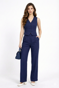 Women Stylish Blue Co-ord Set – Elegant Office & Party Wear Two Piece Suit