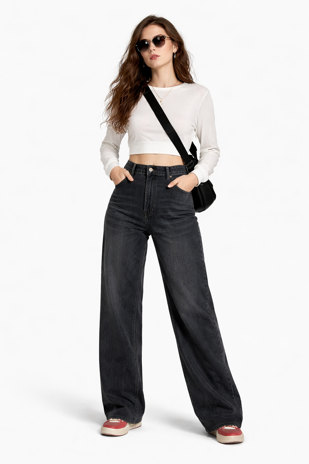 Women Urban Edge Charcoal Wide Fit Denim