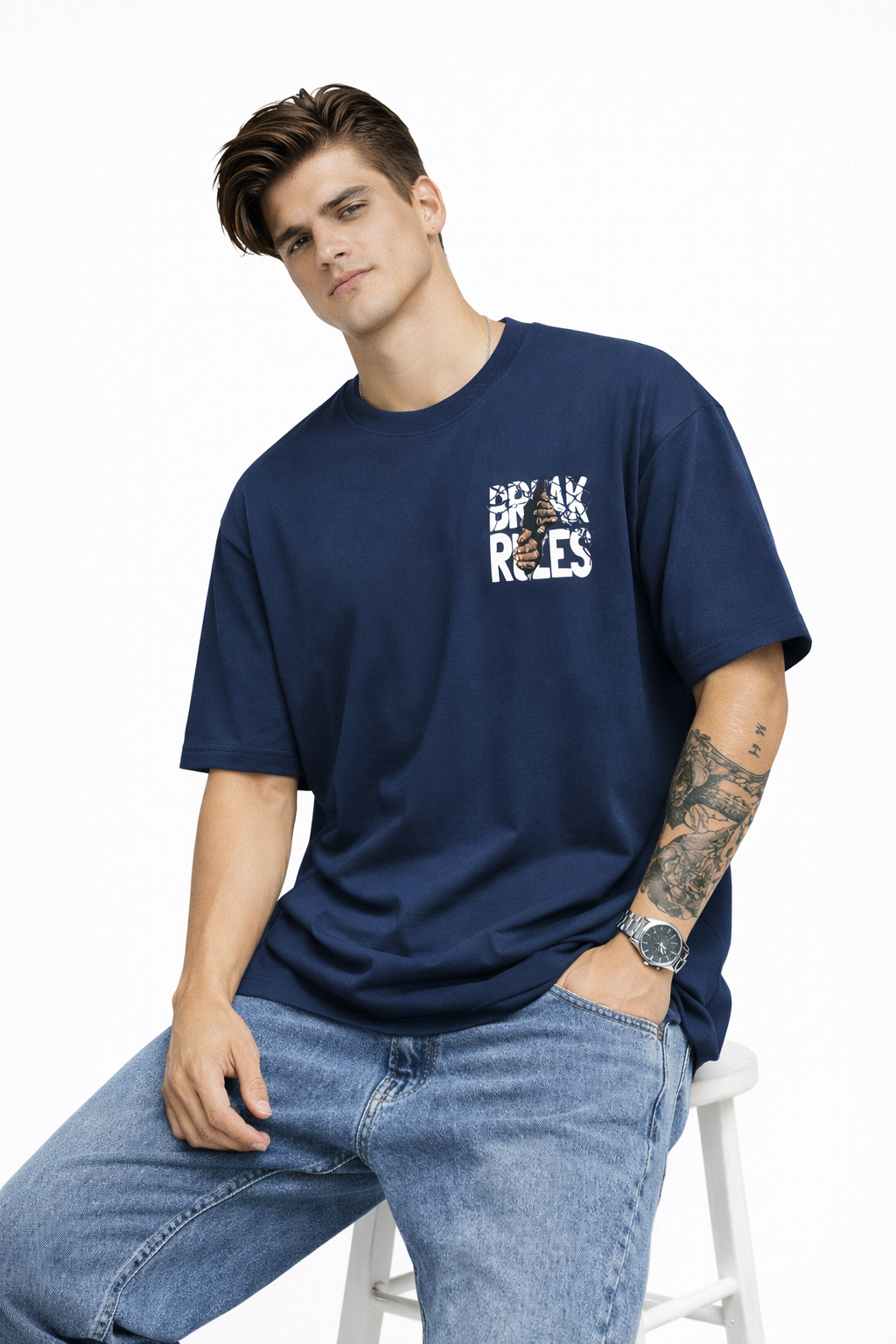 Rebel Street Graphic Navy T-Shirt
