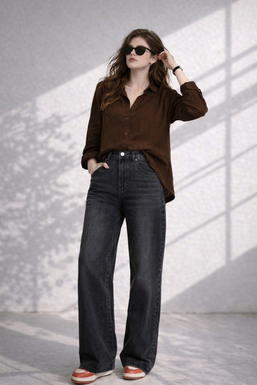 Women Urban Edge Charcoal Wide Fit Denim