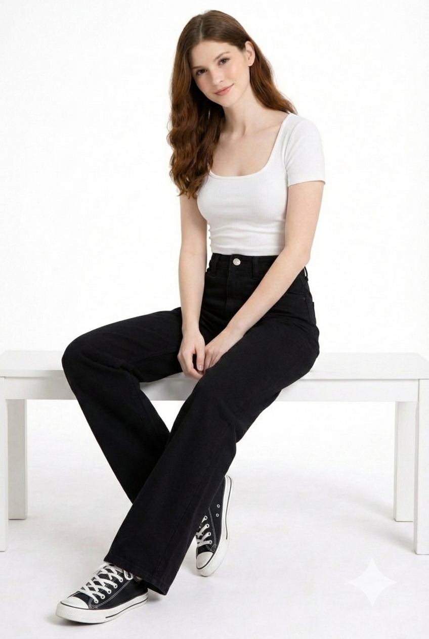 Midnight Wide-Leg High Waist Jeans