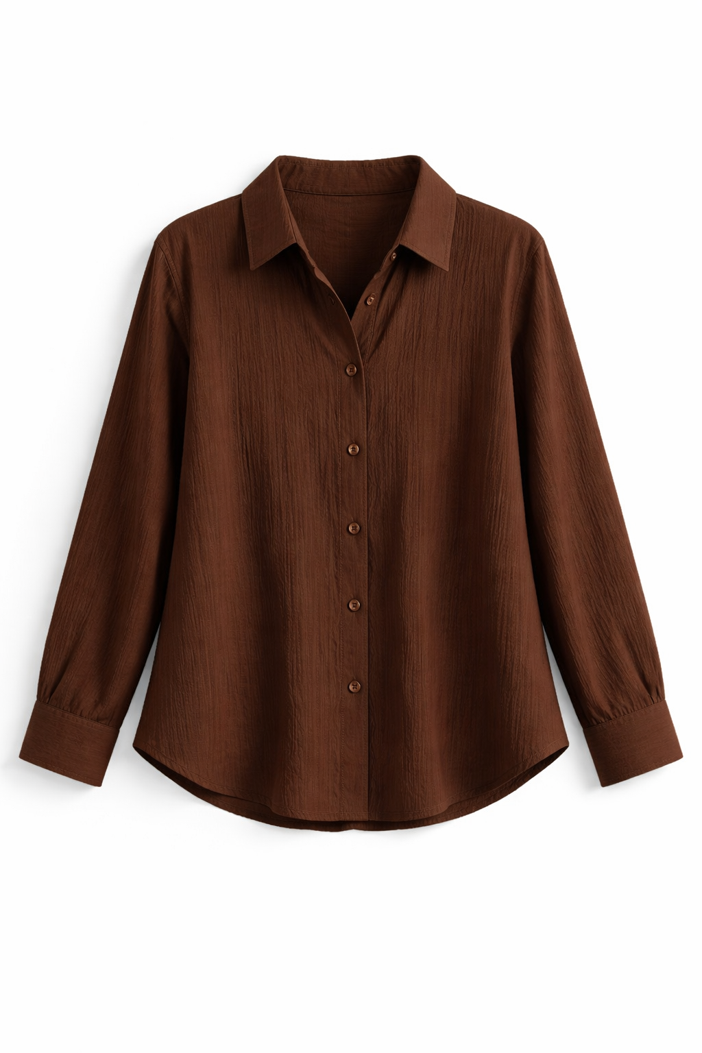 Classic Brown Cotton Women Shirt